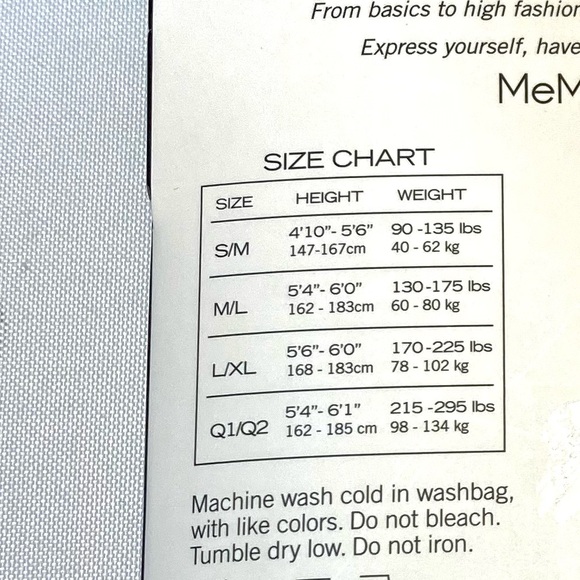 MeMoi Opaque Tights Fashion Black L/ XL Control Top 2 PAIR - Picture 6 of 6